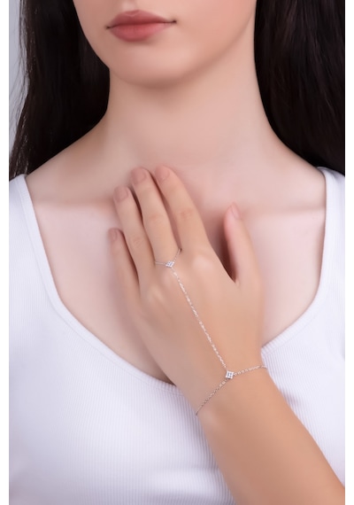 Thalia 18 Ayar Beyaz Altın Kaplama 24 Cm Gümüş Şahmeran Rodyum