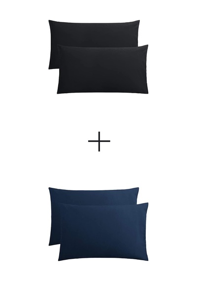 Stella Flavo 4'lü Yastık Kılıfı 50x70+20 Cm Kapaklı Siyah Lacivert