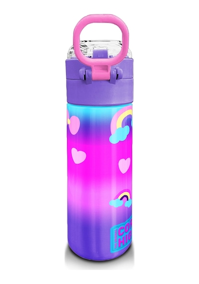 Coral High Kids Renkli Batik Unicorn Dondurma Desenli Pipetli Ve Direkt İçim Çelik Termos 500 Ml 31801 1 Kat Pembe