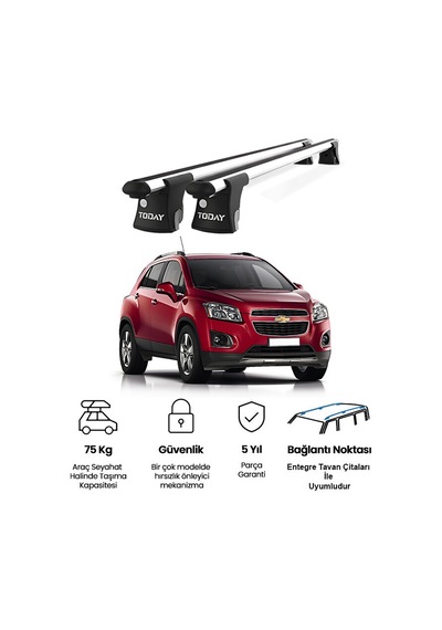 Trio-ı Chevrolet Trax 2013 Ve Sonrası Uyumlu Kilitli Ara Atkı 120cm Port Bagaj Tavan Barı