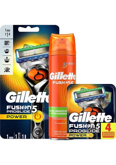 Gillette Fusion ProGlide FlexBall Power Tıraş Makinesi + Ultra Hassas Tıraş Jeli 200 ML + Yedek Başlık 5'li