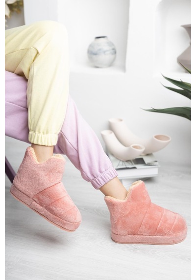 N Moda Kadın Panduf Ev Botu Ev Ayakkabısı Kalın Hafif Taban Pembe