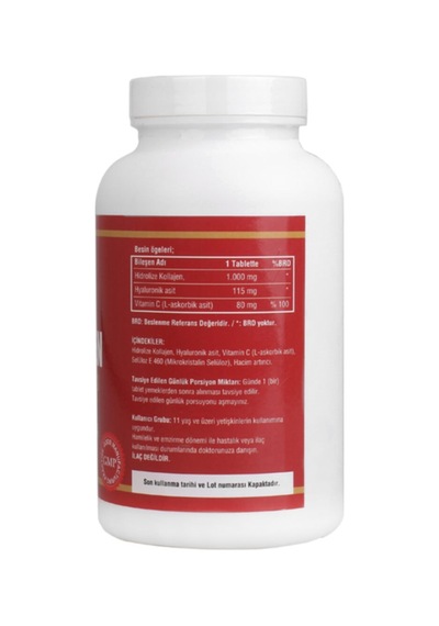 Hidrolize Collagen 180 Tablet Hyaluronic Acid Vit C