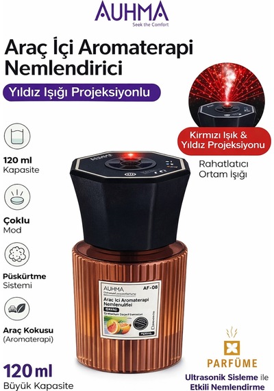 Abatech Af-08 Araç Içi Hava Nemlendirici & Koku Makinesi Chanel Esansı 120ml Aromaterapi Difüzör 001