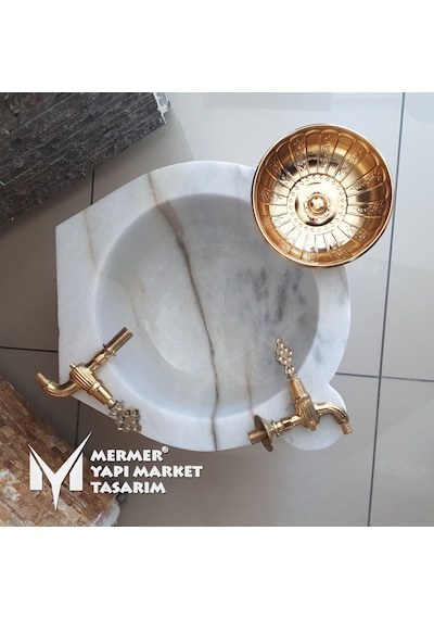 Muğla Beyaz Mermer Düz Kurna