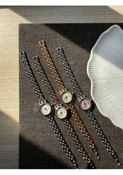 Retro Minimal Boncuk Kordon Vintage Kadın Kol Saati Gold Altın