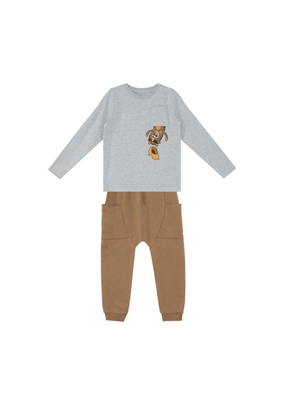 Denokids Cepte Kaplan Erkek Çocuk T-shirt Pantolon Takım Çok Renkli