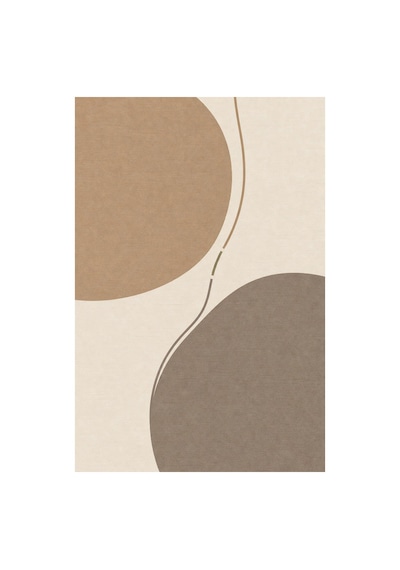 Kartela Halı Denge Soyut Modern Halı Bej Kaymaz Taban Makinede Yıkanabilir Salon Halısı 100x150 Cm