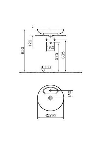 VitrA Memoria 5880B403-0041 Yuvarlak Çanak Lavabo.50CM. Beyaz