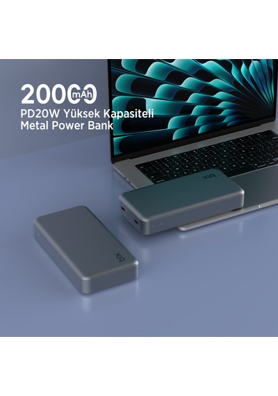 Bix Pb205 20000 Mah Pd 20w Çift Usb-c Portlu Powerbank Koyu Gri