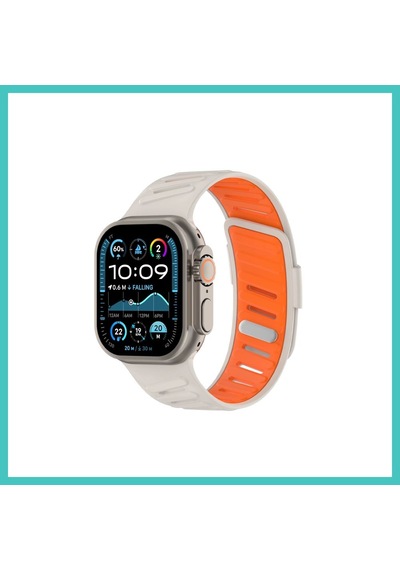 Ny Joy Watch Ultra 49mm Twin Silikon Kordon - Beyaz-turuncu Nyjoybz