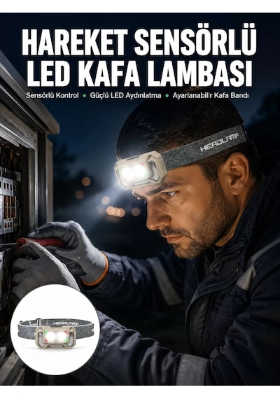Şarjlı Wave Sensörlü Led Kafa Feneri Outdoor Kullanım Yeni Nesil Belirtilmemiş