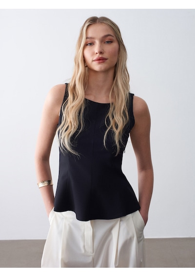 Dilvin 50544 Korse Peplum Bluz-siyah