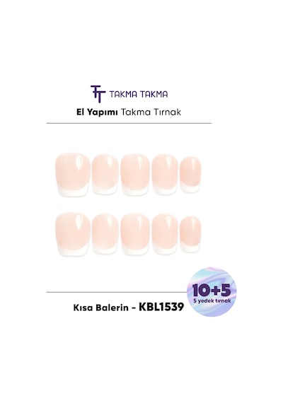 15'li Ten Rengi Kısa Balerin Kblk1539fk Tekrar Kullanılabilir El Yapımı Protez Takma Tırnak S