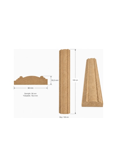 Dekoratif Çıta Desenli Boyanabilir Ham Mdf - 38 Mm Genişlik - 1 Metre Boy 1,8 Cm X 3,8cm X 100cm