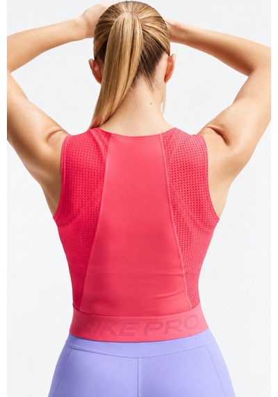 Nike Pro Women's Dri Fit Tank Top Coral Pink Çeyrek Fermuar Kadın Antreman Atleti Mercan Pembesi Pembe