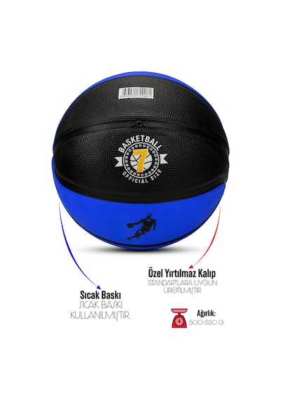 Telvesse Strong Basketbol Topu Pompalı Full Kauçuk Dayanıklı Deep Channel Kabartma No:7 B12 Mavi