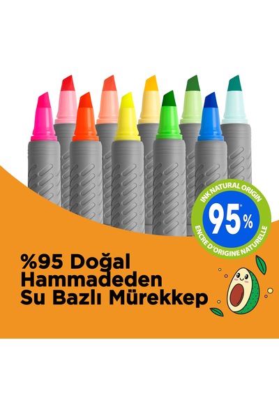 Bıc Marking Highlighter Grip Kawaii Desenli Fosforlu Kalem 10'lu Set Çok Renkli