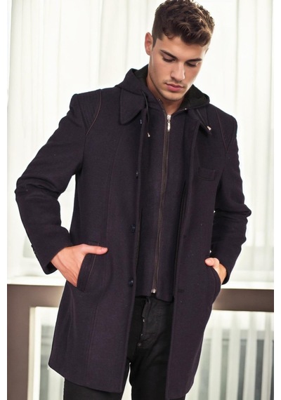 Plt9335 Dewberry Erkek Palto-desenli Lacivert Desenli Lacivert