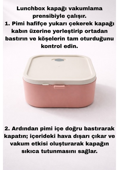 Tier - 2 Katlı Sızdırmaz Kapaklı Lunchbox 1000 Ml Pembe