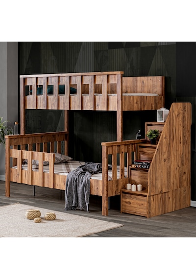 Mdf Profil Ranza, Deluxe Ayrılabilir Ranza - Ceviz + 2 Adet Comfort Yatak 90 X 190 CM Mdf Profil Ranza, Deluxe Ayrılabilir Ranza - Ceviz + 2 Adet Comfort Yatak 90 X 190 CM