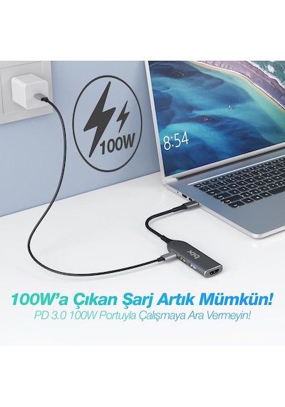 Bix Bx03hb Max Type-c To 4k Hdmı Usb Pd Dönüştürücü Adaptör