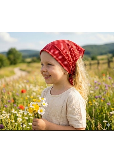 Kız Çocuk Bandana %100 Pamuk Kırmızı