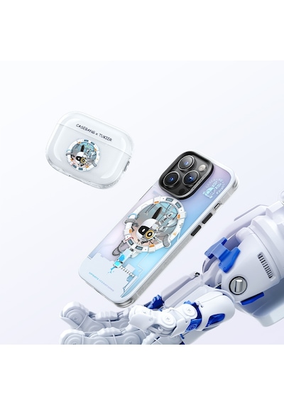 Apple Uyumlu AirPods Pro Kılıf Desenli Koruyucu Benks Casebang Departure Explore Silikon Kılıf Siyah