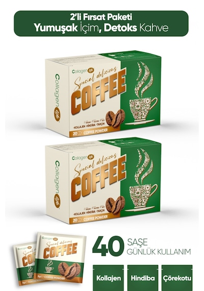 Collagen Life Hindiba, Kollajen, Garsinya Ve Çörek Otu Içeren Detox Kahve 2 Li Fırsat Diğer