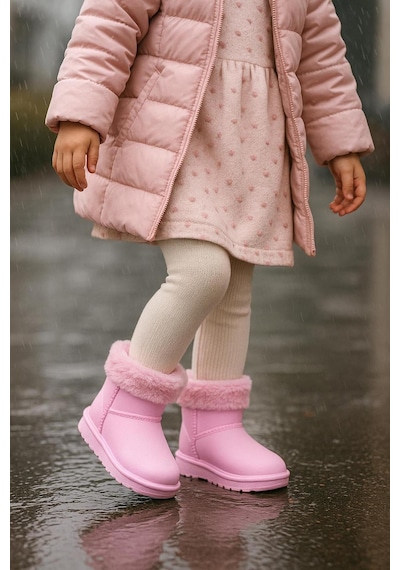 Tonny Black İçi Kürklü Sıcak Astarlı Pvc Kız Çocuk Pembe Bot Tbgrf010 Pembe