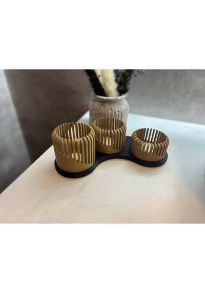 Üç Boyutlu Tealight Mumluk Ve Üçlü Mum Standı Seti Dekoratif Mum Tutucu Diğer