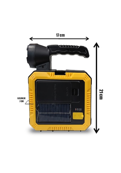 Dorf El Feneri Ve Takım Çantası Seti Güneş Enerjili Şarj Powerbank Özelliği Sarı - Siyah