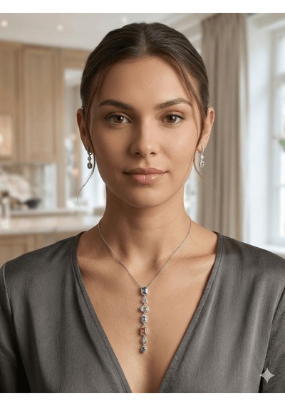 316l Gümüş Çelik Renkli Taşlı Kararmaz Kolye