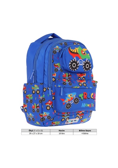 Kaukko Toys Erkek Çocuk 3d Kamyon Şekilli İlkokul Ve Günlük Sırt Çantası - Mavi - L5255 MAvi