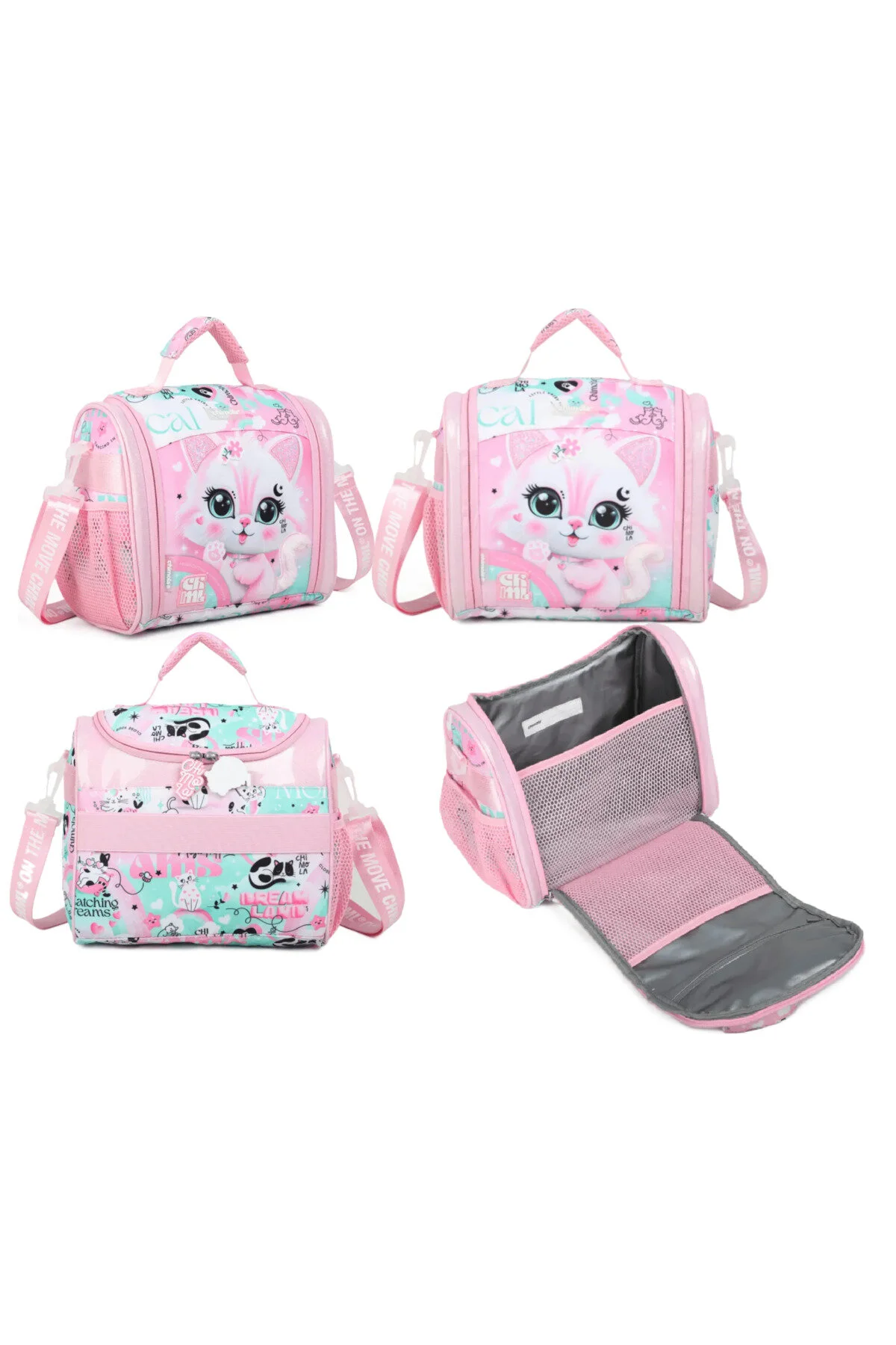 Chimola Pink Cat 3'lü Çanta Seti İthal Pembe