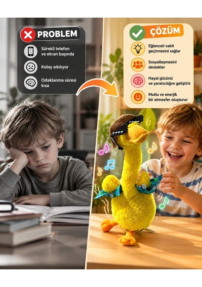 Mavi Kıyafetli Sarı Ördek Türkçe Şarkılı Müzikli Oyuncak