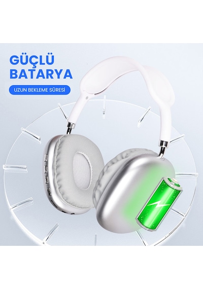 Zore P9 Hi-fi Ses Kalitesi Ayarlanabilir Ve Katlanabilir Kulak Üstü Bluetooth Kulaklık Beyaz