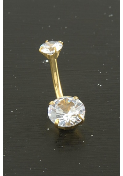 Yuvarlak - 672 - Zirkon Taşlı Çelik Piercing 1 - Glblseme - Adet Sarı