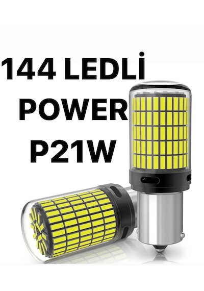P21w Ba15s 1156 144 Ledli Ultra Parlak Geri Vites Park Ampül Tek Duy Beyaz 2 Adet P21w Ampül