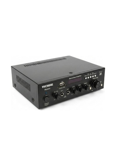 Rose Fr-9301 80 Watt 2 Zone Trafolu Mağaza Anfisi Ekolu 2 Mikrofon Girişli Mp3, Bluetooth, Sd Kart, Kumandalı