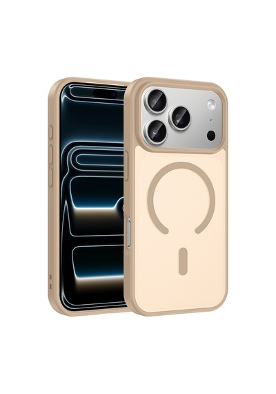 iPhone 18 Pro Uyumlu Kılıf Mat Magsafe Şarj Özellikli Hassas Butonlu Renkli Yumuşak Kenarlı Premium Kapak Desert Gold