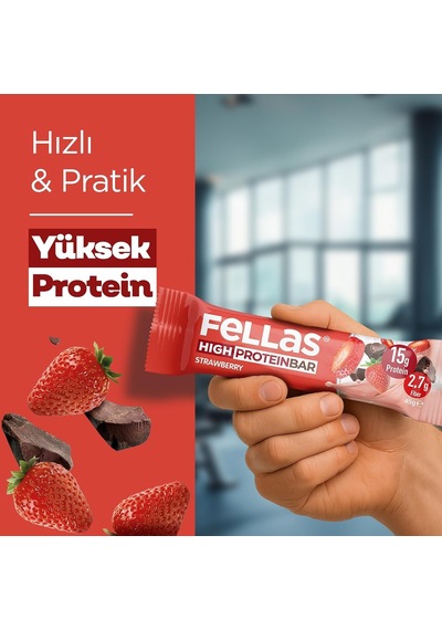 Çilekli Yüksek Protein Bar 45 G X 12 Adet
