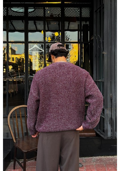 Flaw Örgü Model Triko Kazak Bordo-28488 Bordo