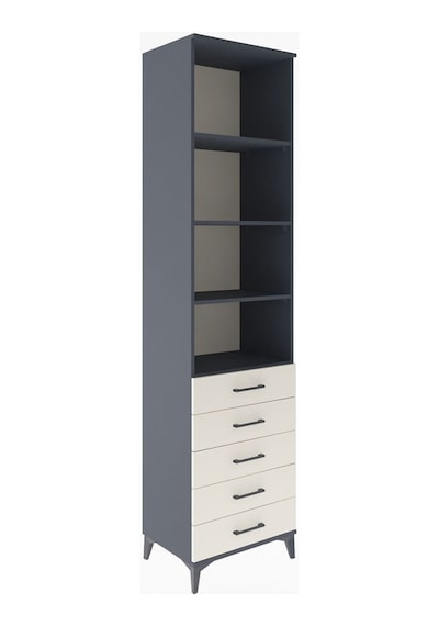 Hyperion Dolap 4 Raflı 5 Çekmeceli 60x44x243 Antrasit-aytaşı Antrasit