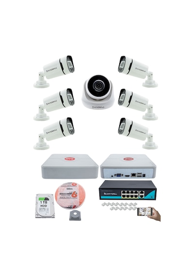 Ip Güvenlik Kamera Seti - 1 İç Mekan , 6 Dış Mekan Kdj-1ın6out-v2 Ip Güvenlik Kamera Seti - 1 İç Mekan , 6 Dış Mekan Kdj-1ın6out-v2