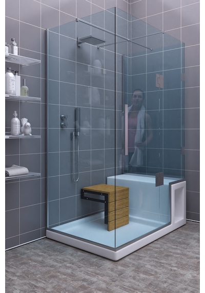 Sardunya Duvara Monte Katlanabilir Banyo Taburesi Engelli Tabures Ceviz