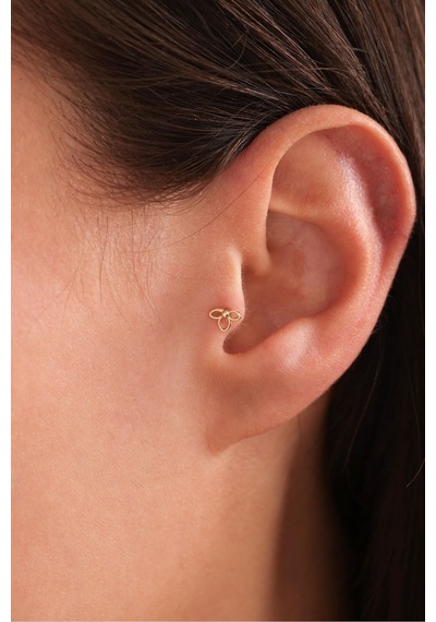 14 Ayar Altın Minio Çiçek Tragus Küpe