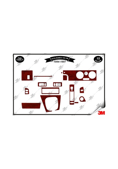 Alfa Romeo 145 146 1994-1997 Torpido Konsol Trim Göğüs Maun Kaplama Set 31 Parça Maun Renk