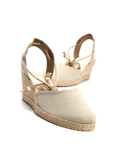 Star Tombis Gerçek Elişi Bej Kadın Dolgu Topuk Espadril Handmade Bej