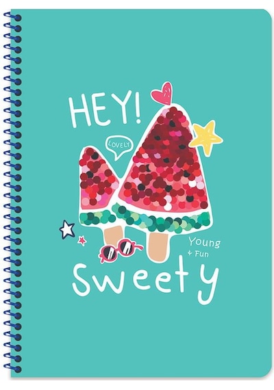 Keskin A4 Gloss Çizgili Spiralli Defter - Hey Sweety Çok Renkli